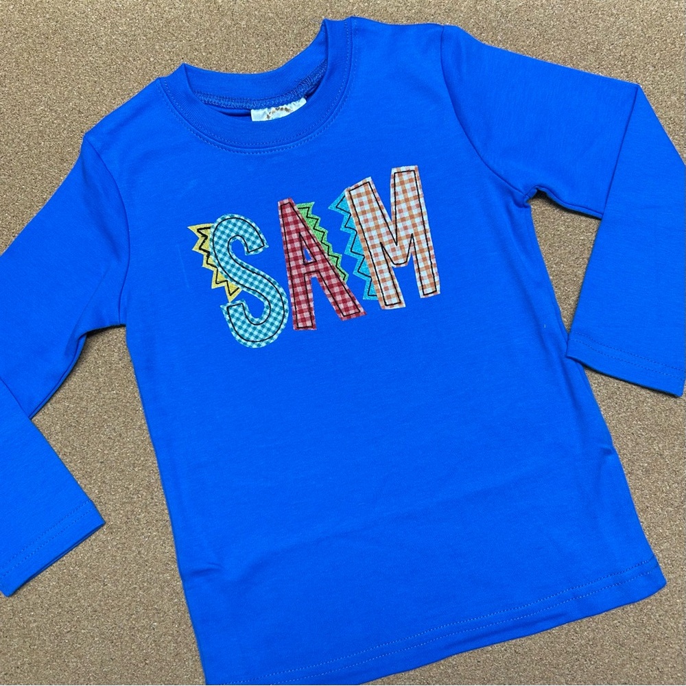 Made to order Appliqué Dino Name shirt